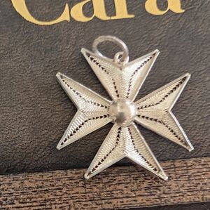 Sterling Silver Filigree Iron Cross Pendant